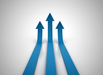 Three red arrows going up - success concept illustration